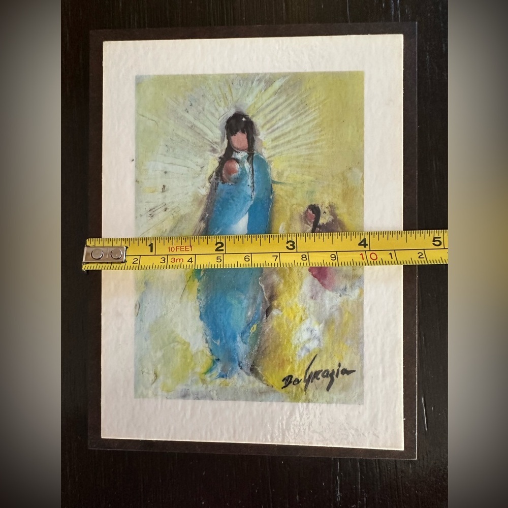 Vintage De Grazia Madonna With Angel Painting on wooden plaque - Picture 4 of 5